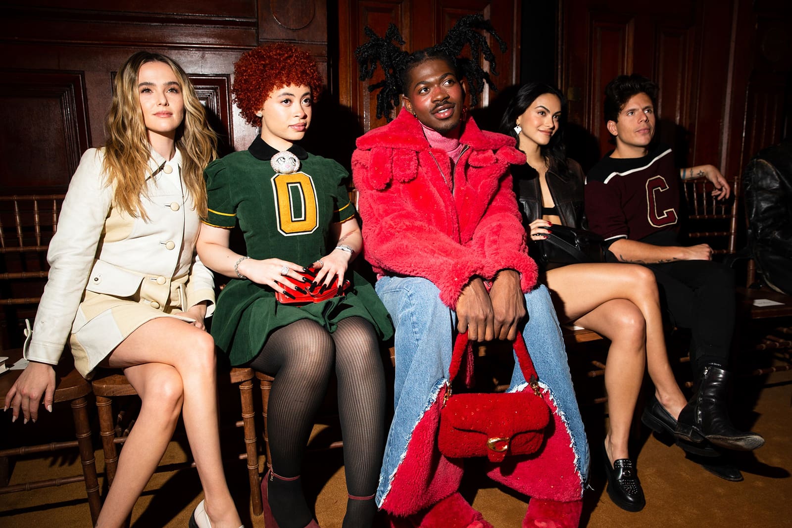 Zoey Deutch, Ice Spice, Lil Nas X, Camila Mendes and Rudy Mancus at Coach