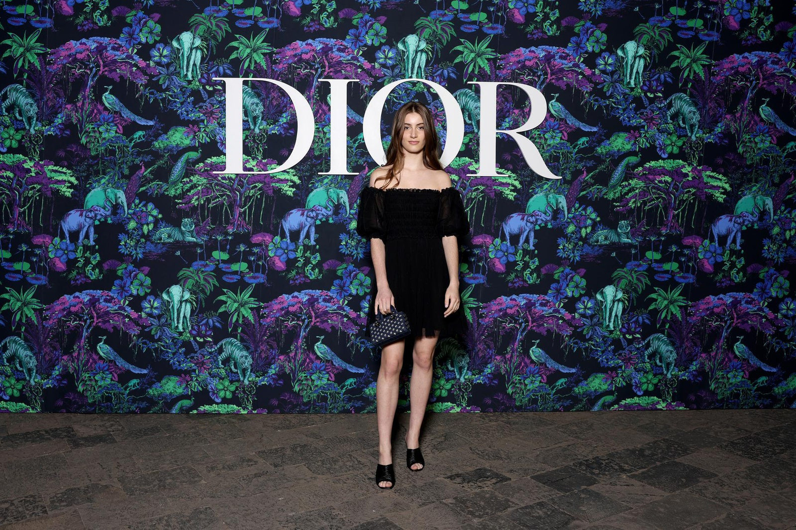 Dior Fall/Winter 2023 Show In Mumbai Satheene Sednaoui wore a Dior black silk dress with Dior shoes.