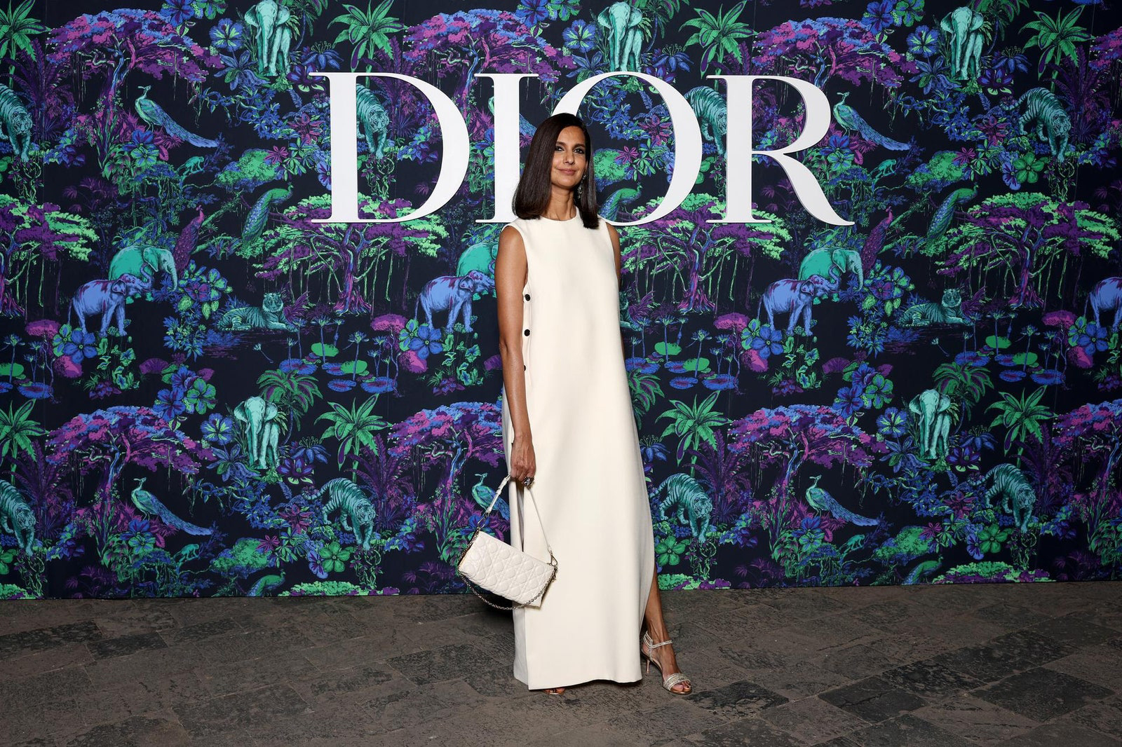 Dior Fall/Winter 2023 Show In Mumbai Poorna Jagannathan wore a Dior Pre Fall 2023 white wool and silk dress.