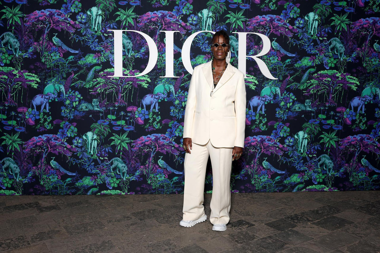 Dior Fall/Winter 2023 Show In Mumbai Mickalene Thomas wore a Dior white wool and silk suit.