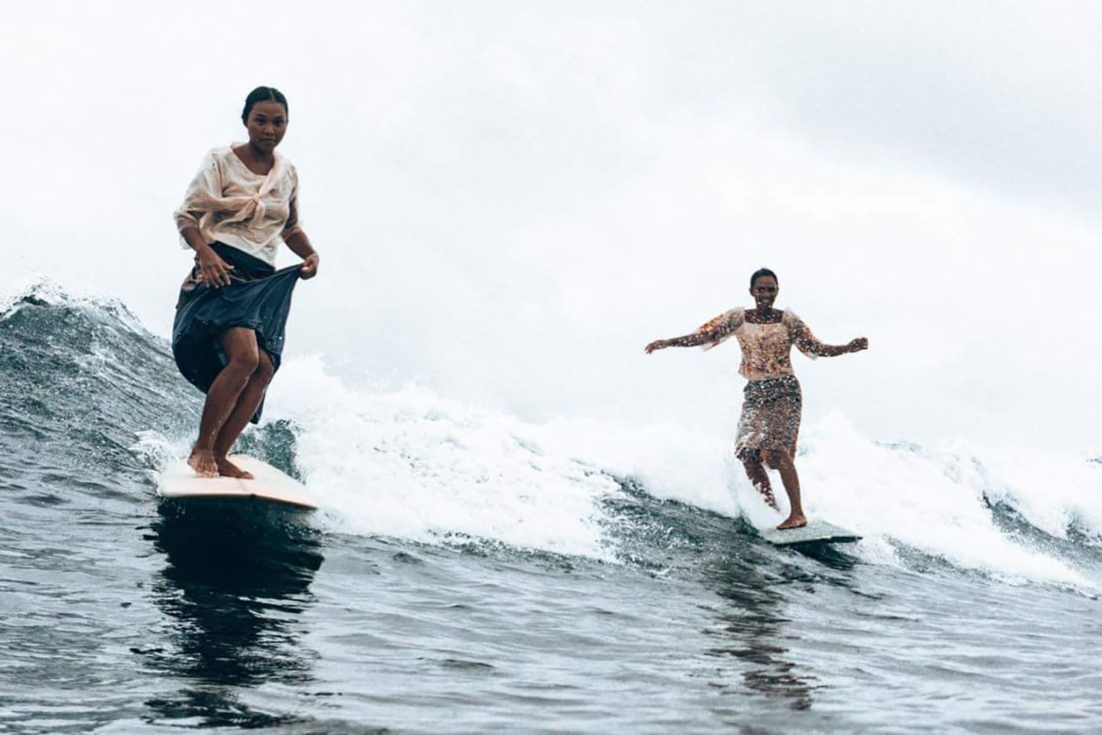 Surfing sister with Filipiniana dresses