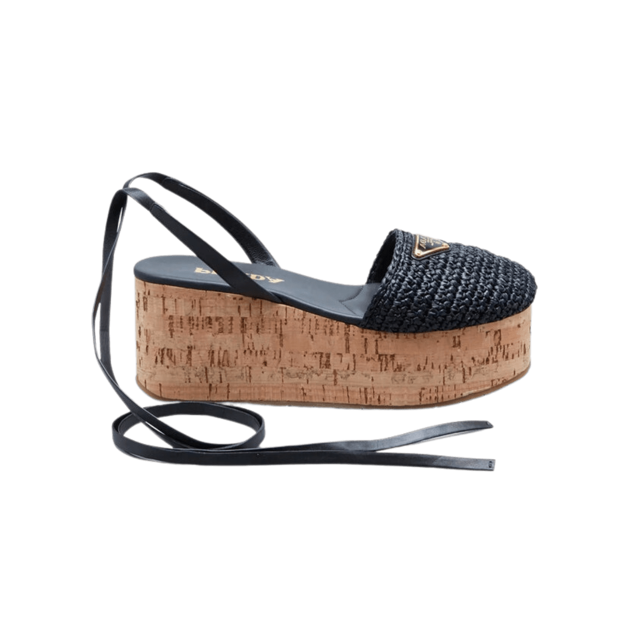 Prada ankle-wrap raffia platform sandals