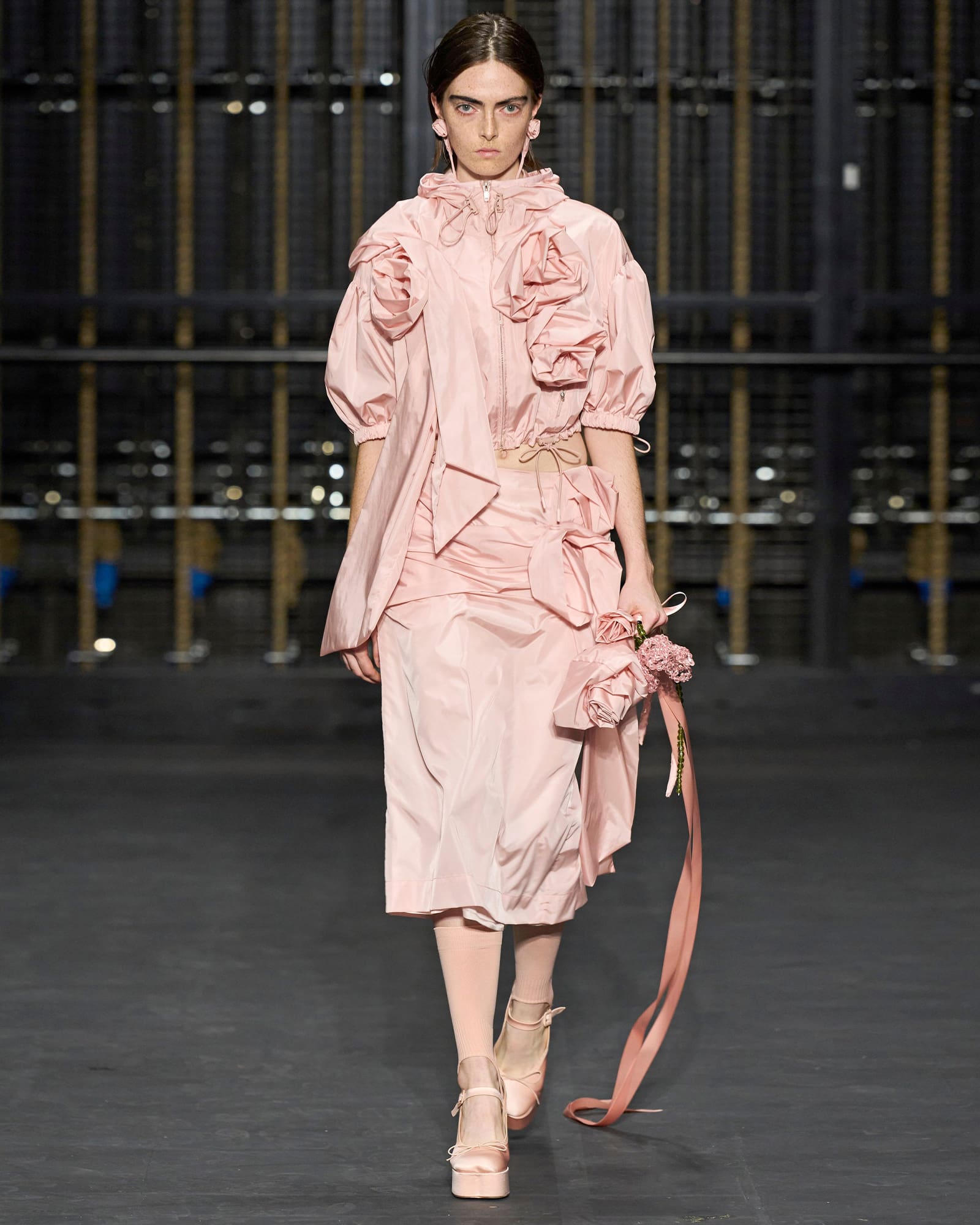 Pink ruffle dress by Simone Rocha