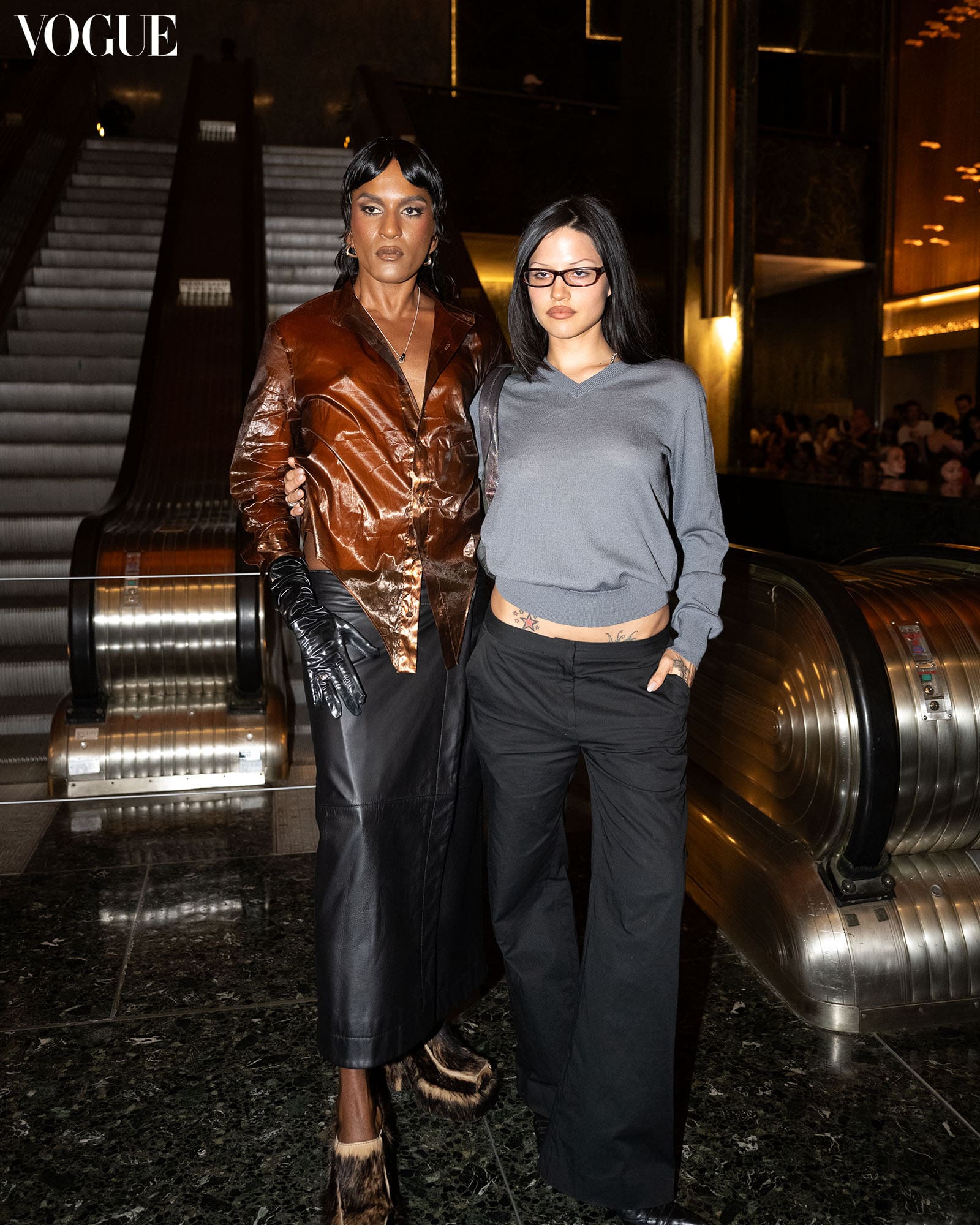 Richie Shazam and Gabriette at Eckhaus Latta Spring 2024 at New York Fashion Week.
