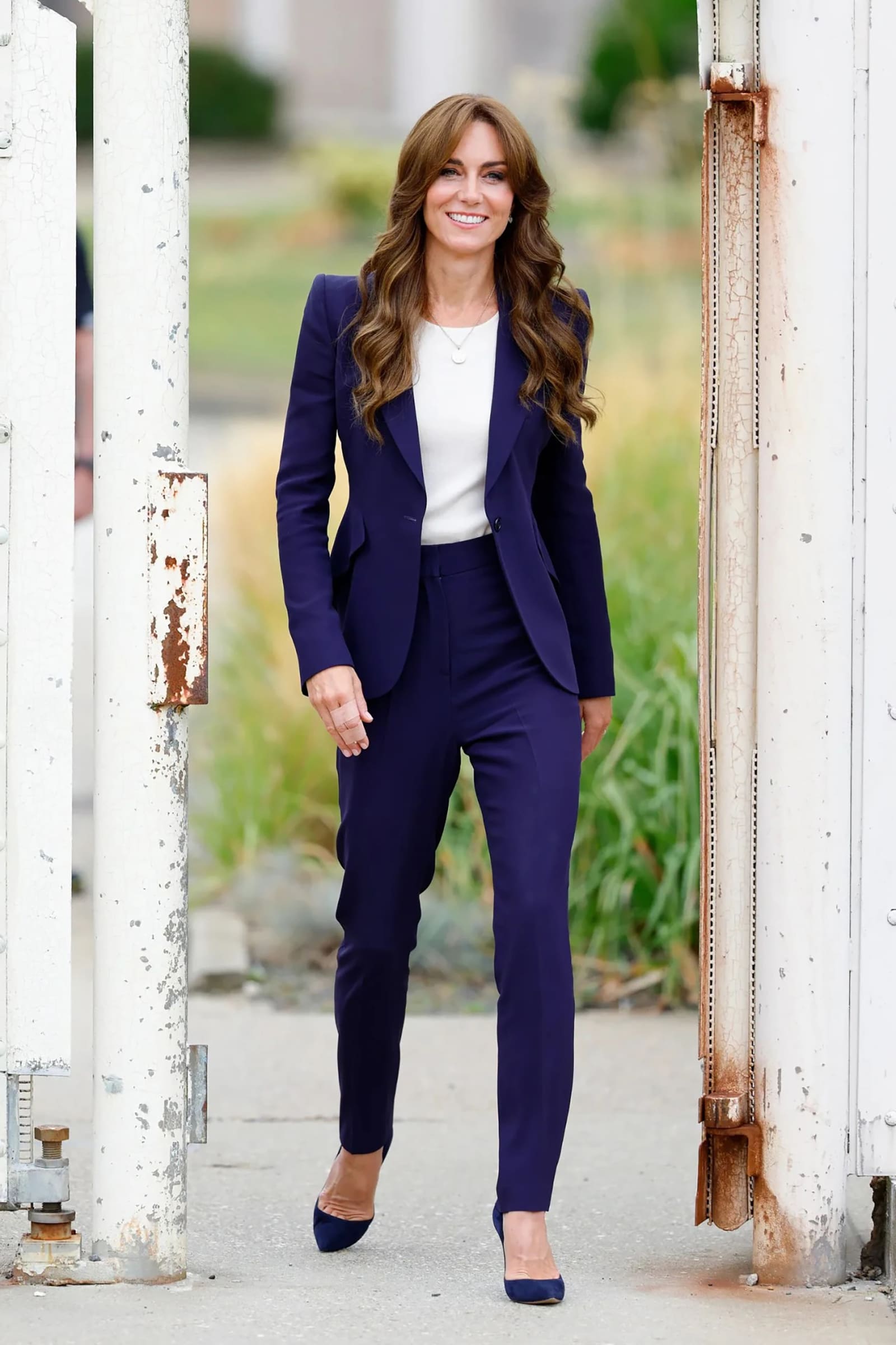 Princess Kate in blue suit and pants