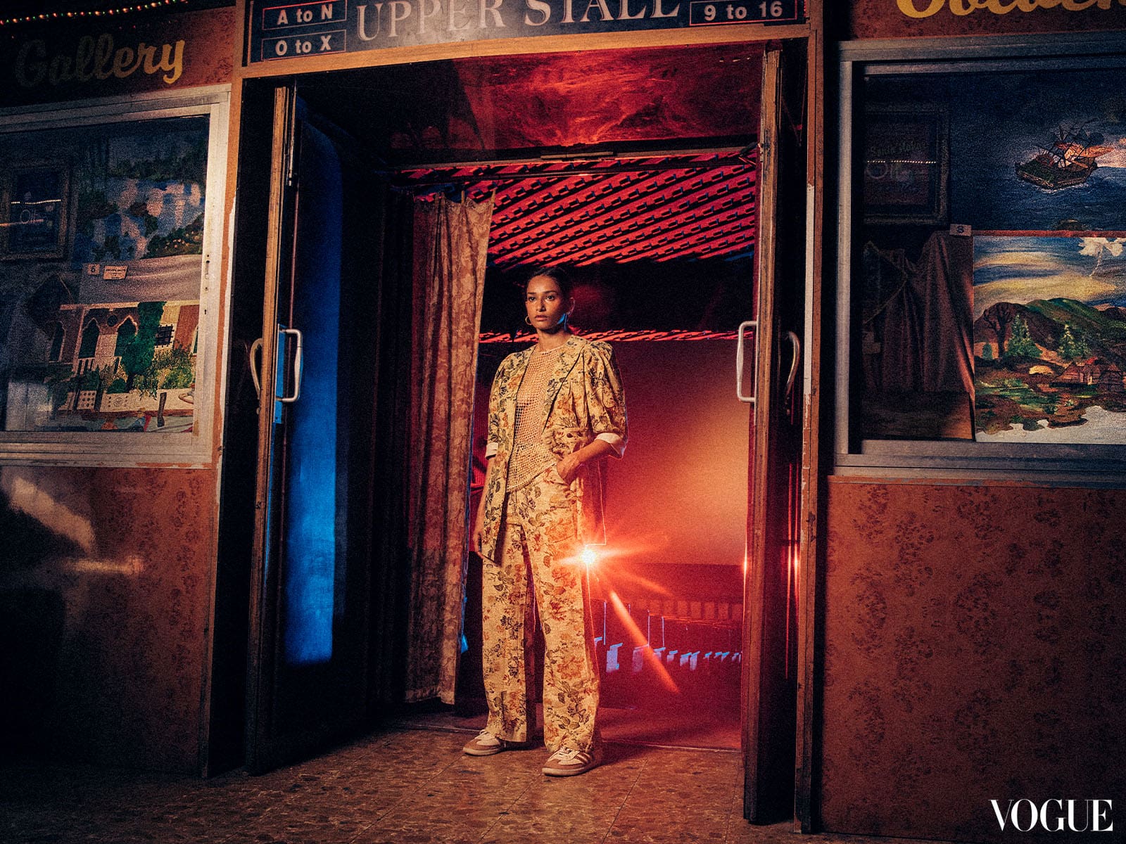 Nidhi Sunil at the entrance of the Gaiety Galaxy theater.