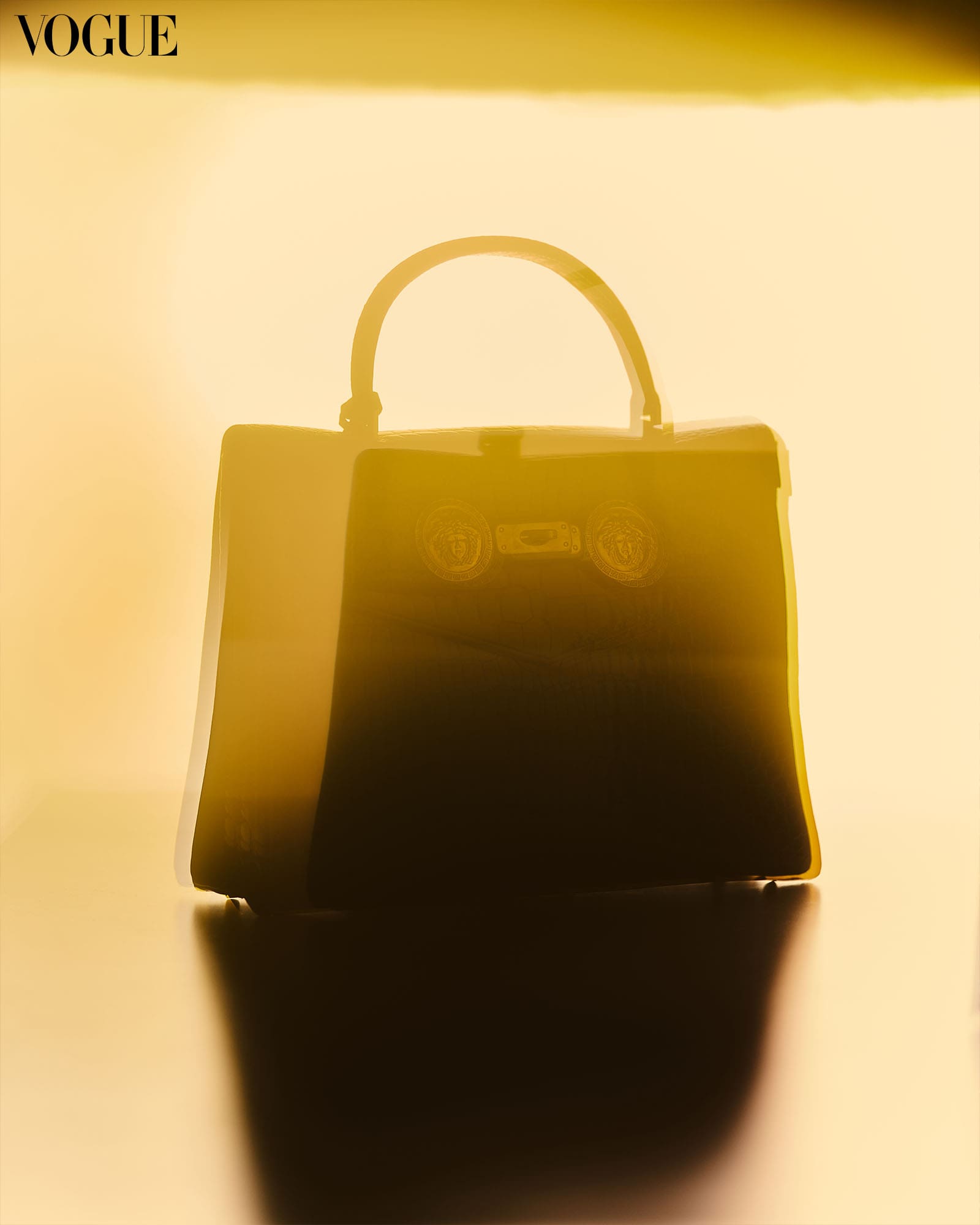 Silhouette of Heart Evangelista’s vintage Versace handbag.