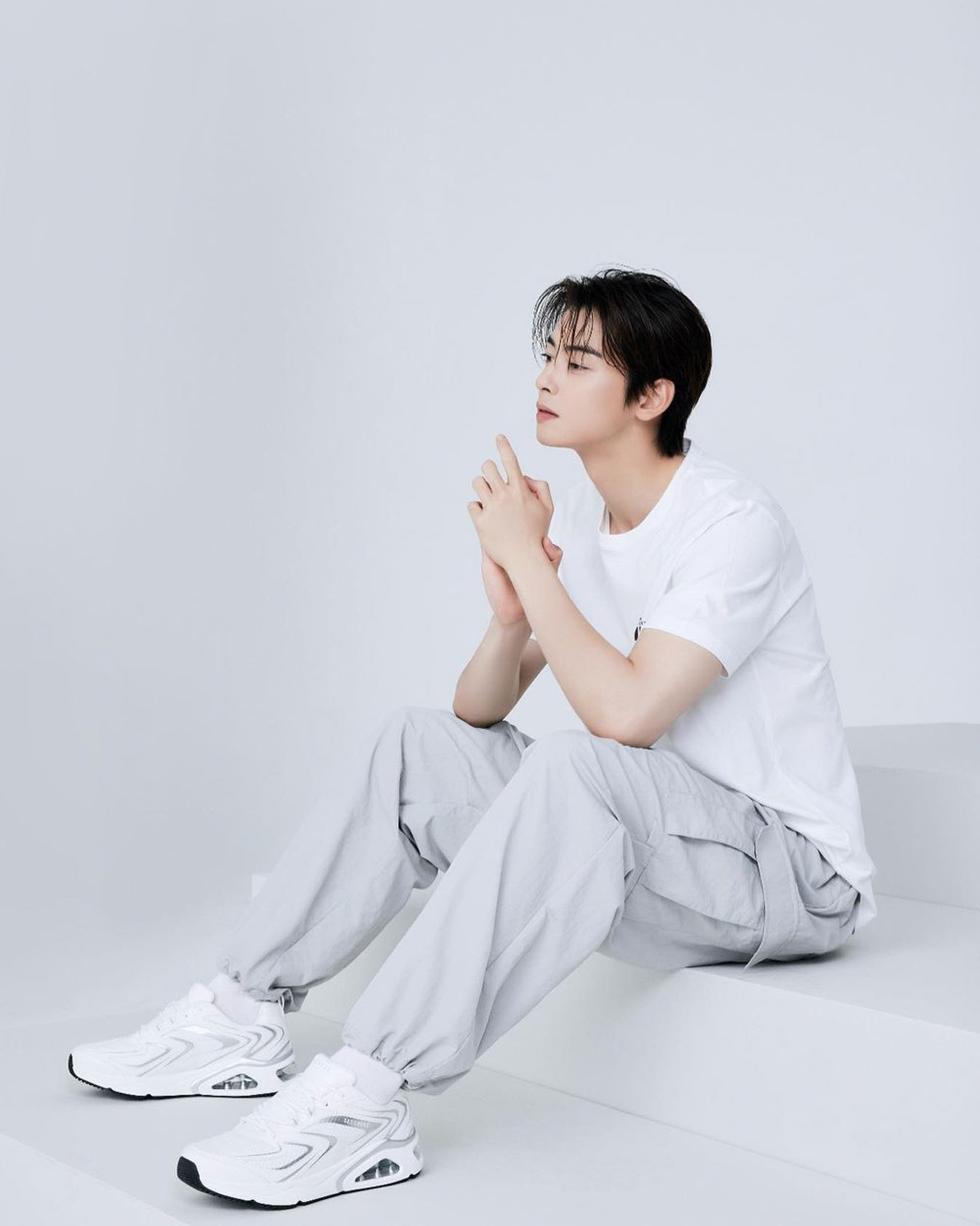 Cha Eun Woo sports a casual cool ensemble for Skechers Tres-Air Uno. Photo courtesy of Skechers