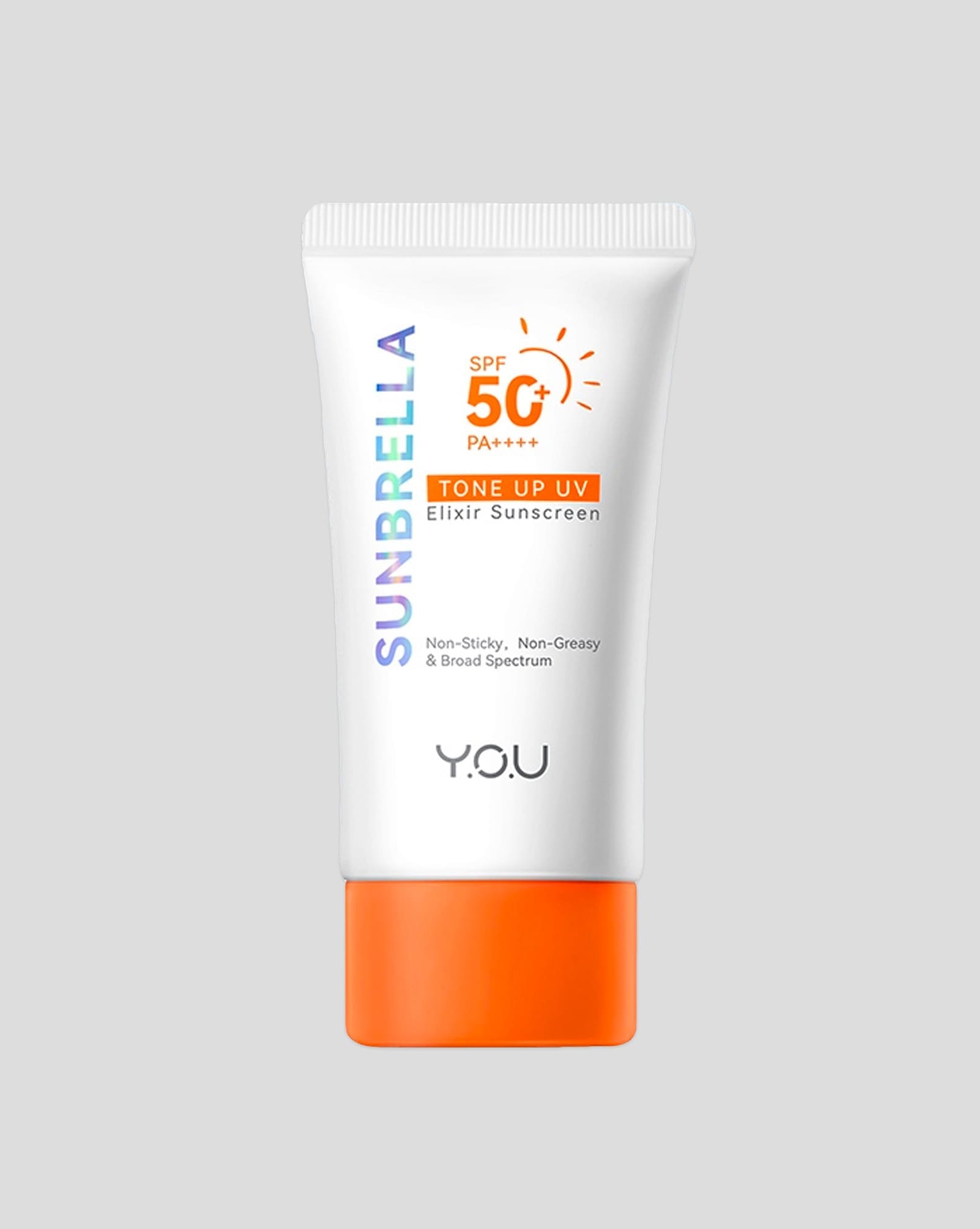 A tube of YOU Beauty Sunbrella Tone Up UV Elixir Sunscreen