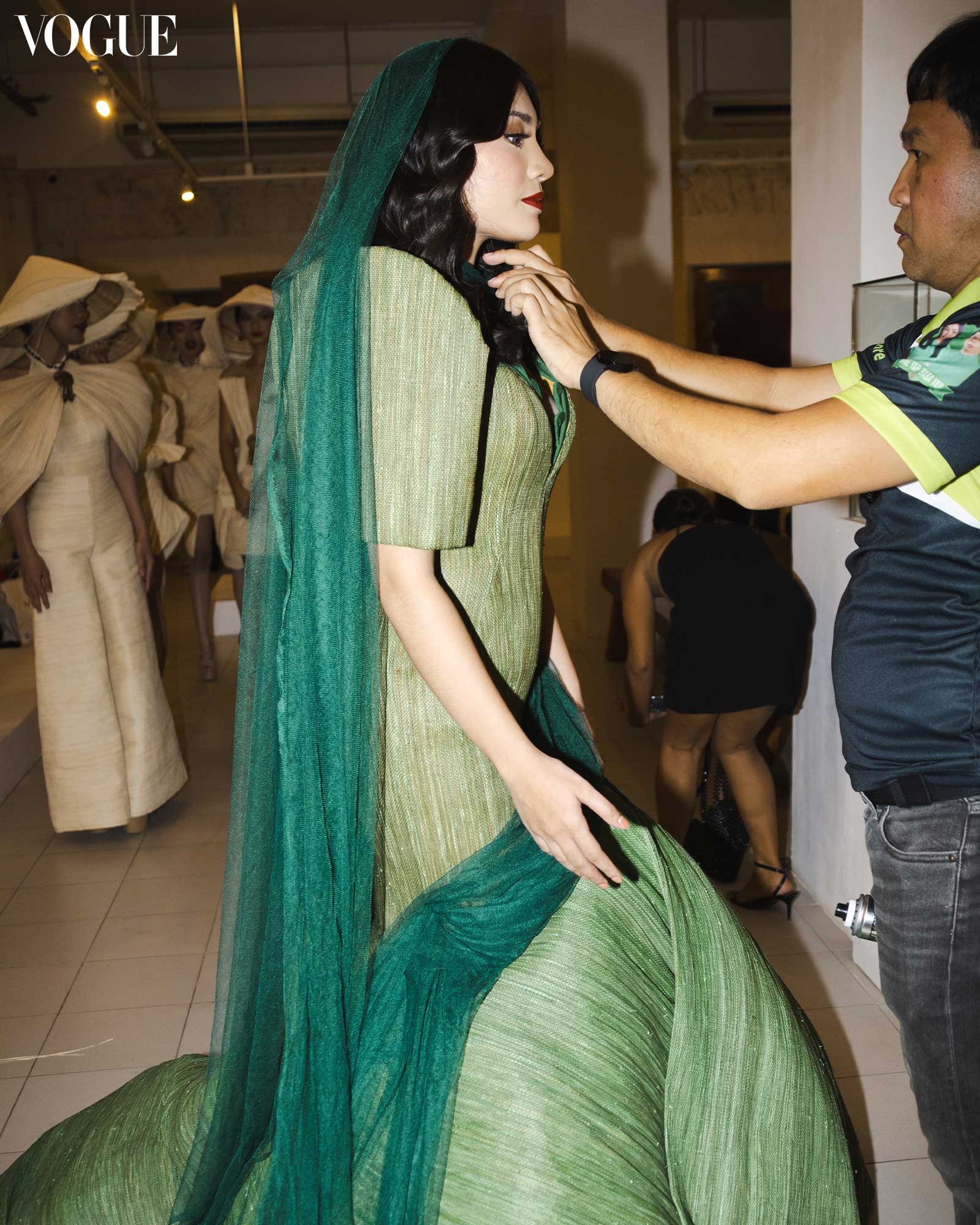 saguran weaving green terno dress from bohol philippines designer