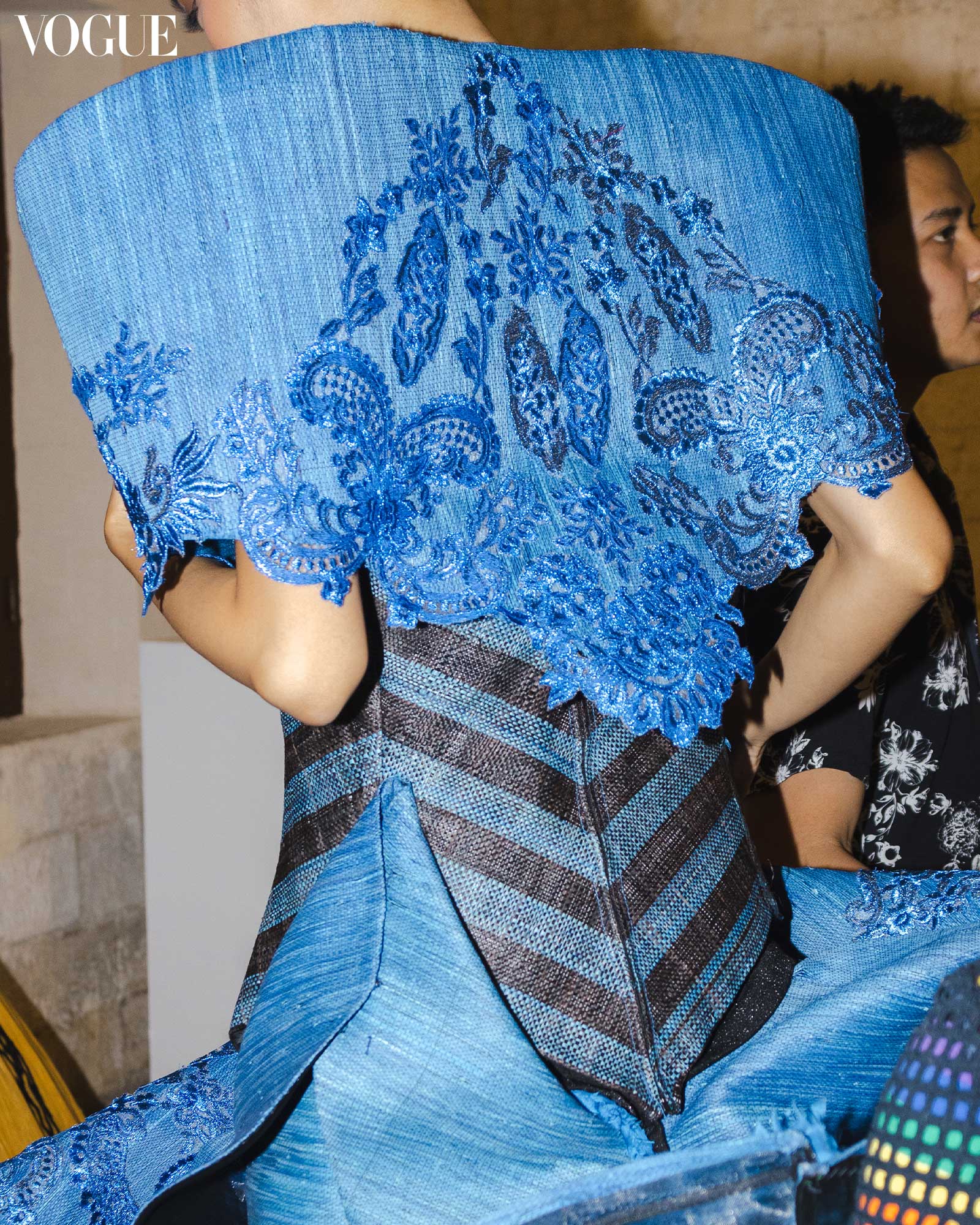 saguran weaving blue dress from bohol philippines designer