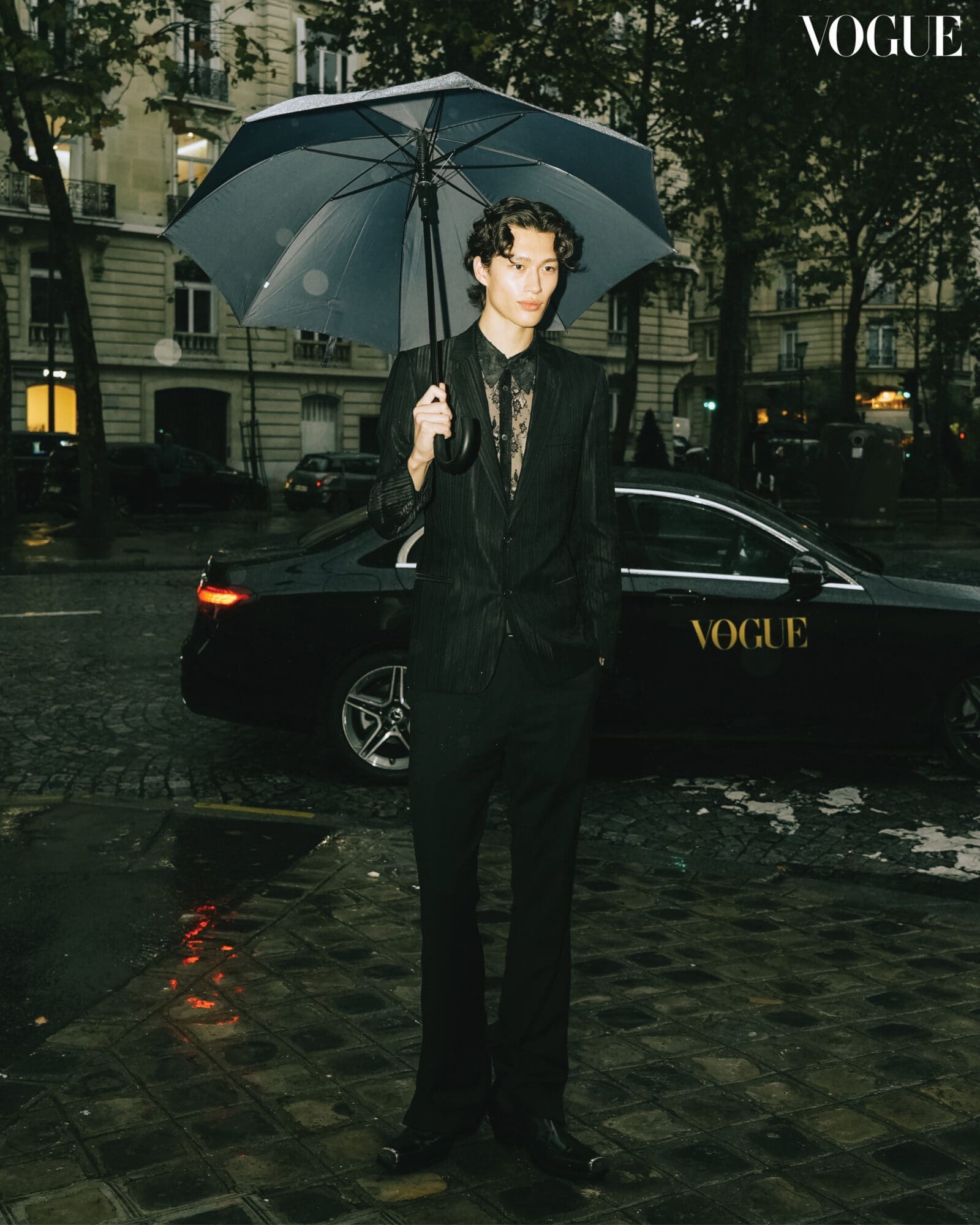 Mathieu Simoneau arrives at Vogue Threads