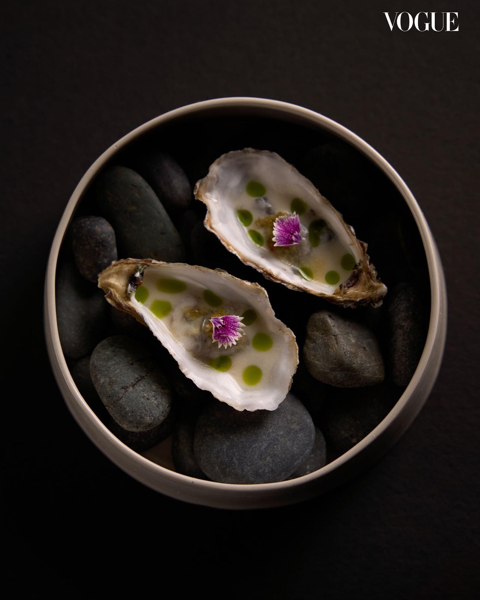 Oyster with almond milk and Lime Koshõ.