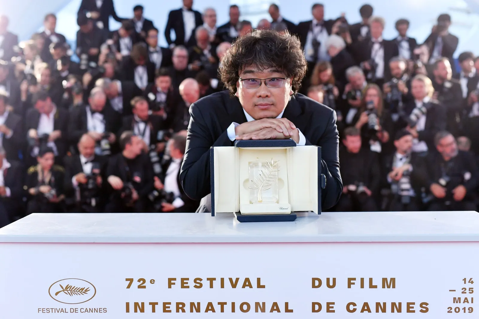 Bong Joon Ho with his Palme d’Or for Parasite in 2019.